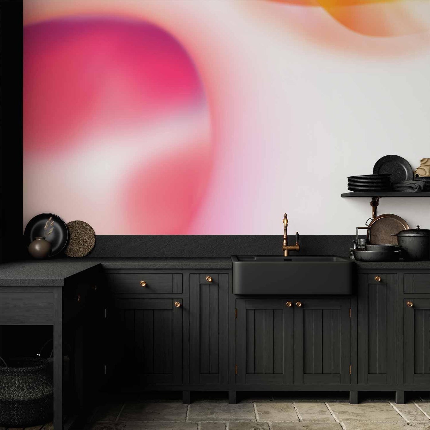 Fototapete - Abstraction - Pink Planet Closest to the Sun on a Light Sky Background