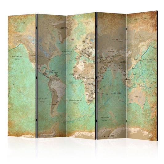 Paravent - Turquoise World Map Artgeist