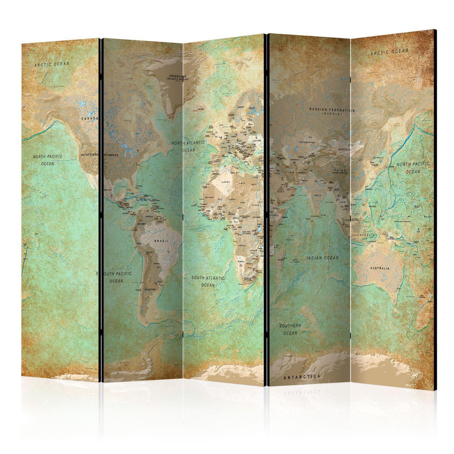 Paravent - Turquoise World Map Artgeist