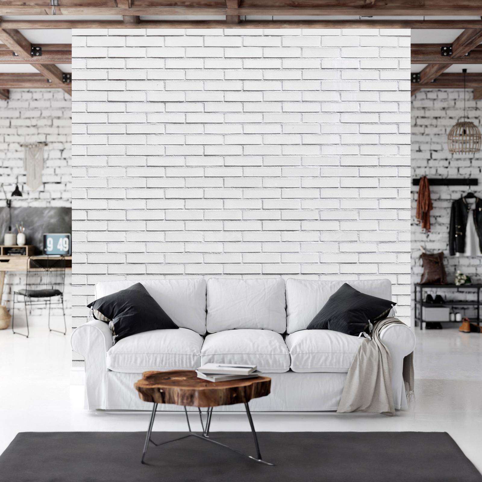 Fototapete - Snow Brick - Pattern Imitating a Brick Wall in White Artgeist