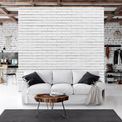 Fototapete - Snow Brick - Pattern Imitating a Brick Wall in White Artgeist