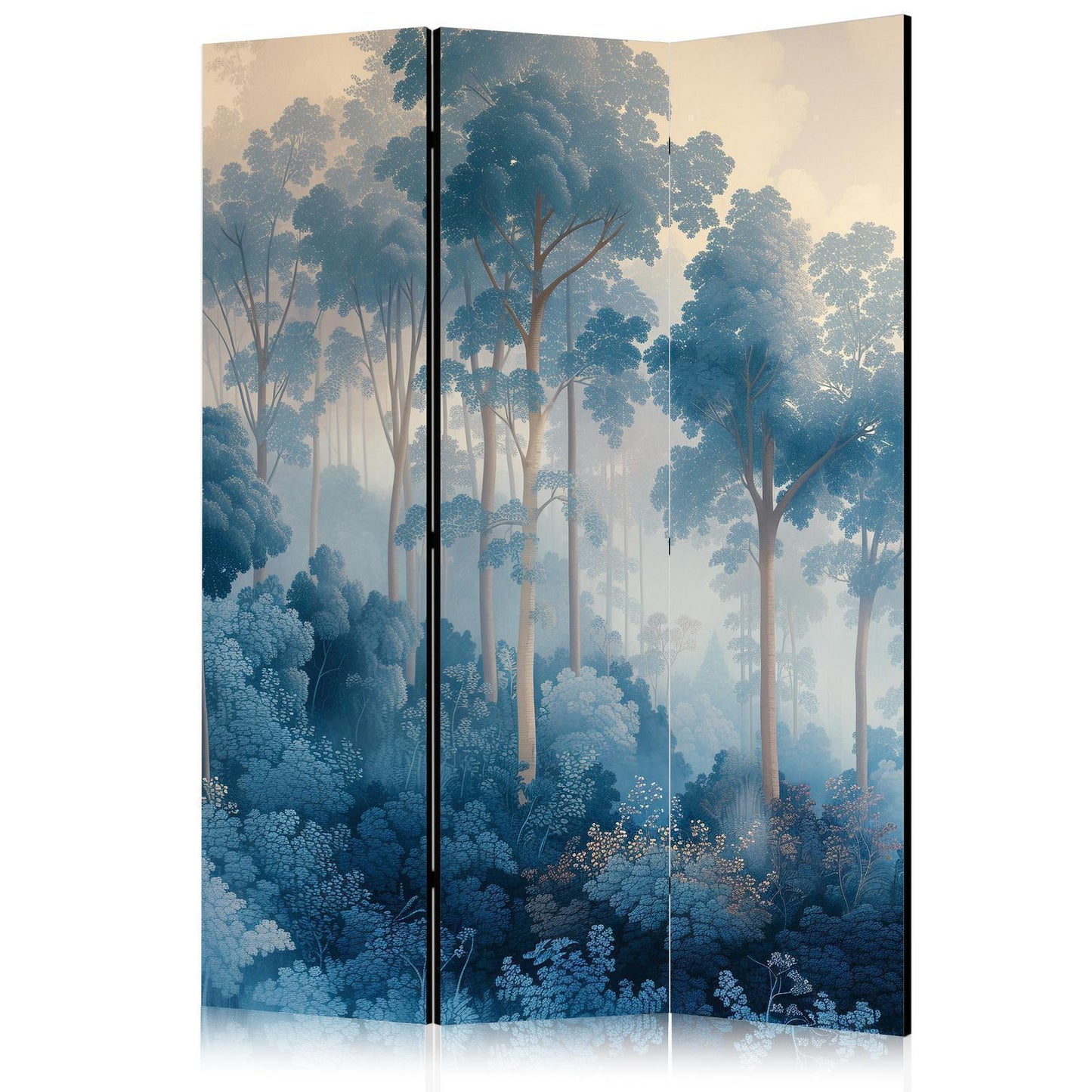 Paravent - Landscape With Trees in Illustration Style Fairy Blue Forest Artgeist