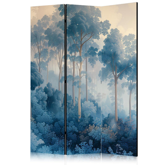 Paravent - Landscape With Trees in Illustration Style Fairy Blue Forest Artgeist