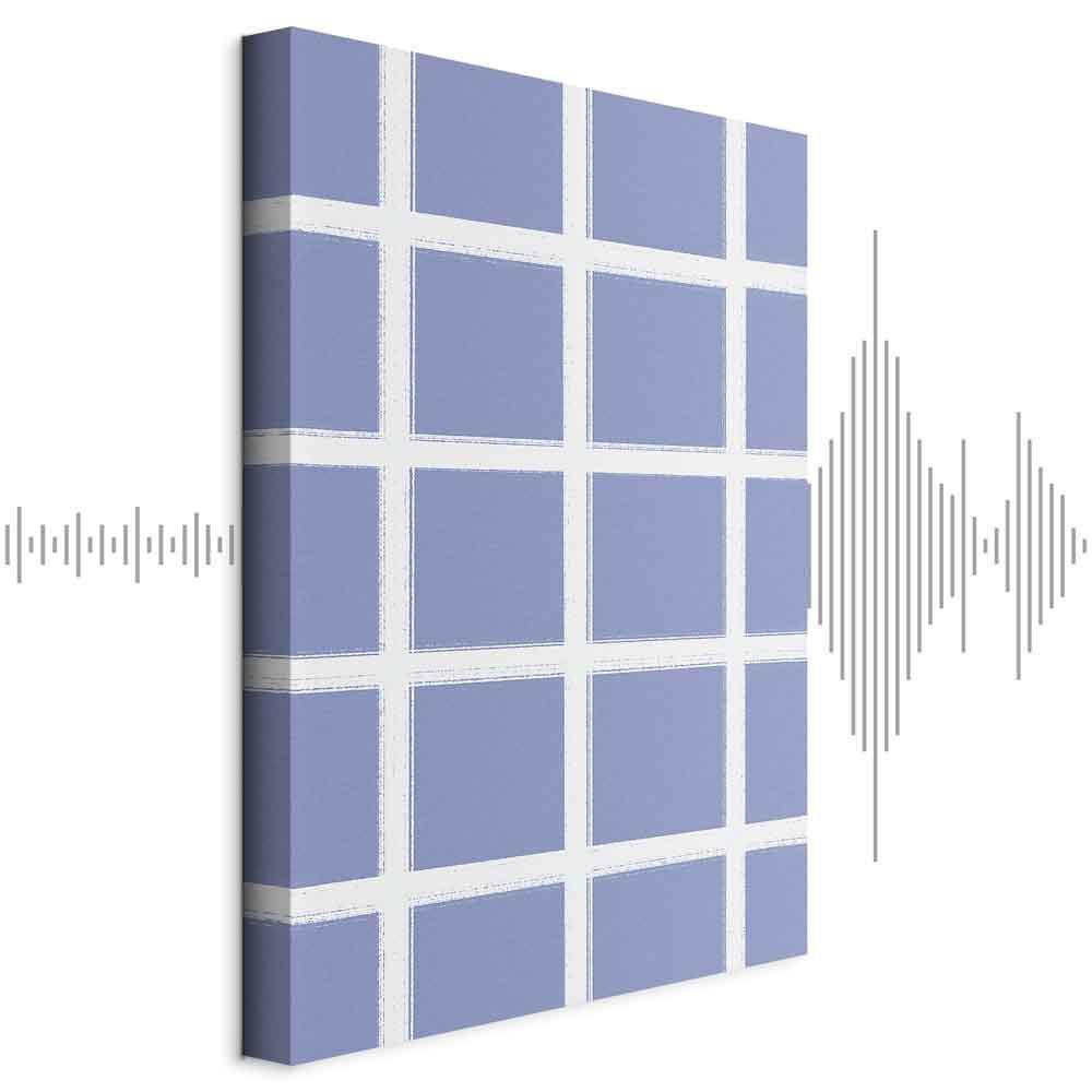 Leinwandbild - Lines and Symmetry - Expressive White Grid on a Blue Background