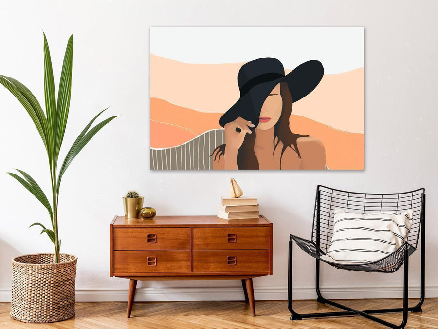Breites Wandbild in Beige und Grau – moderne Landschaft