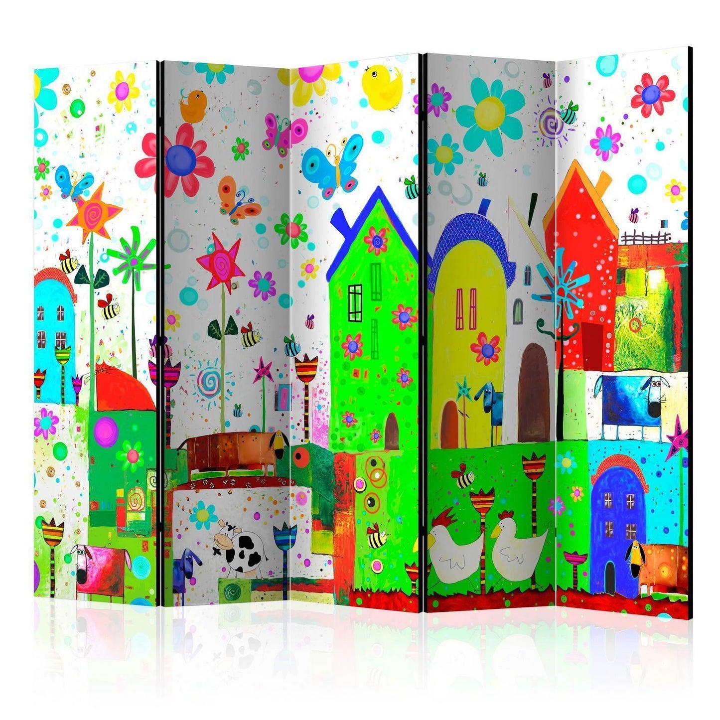 Paravent Fröhlicher Bauernhof – Bunte Bauernhof-Szene für Kinderzimmer & Spielbereiche Sawelt