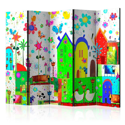 Paravent Fröhlicher Bauernhof – Bunte Bauernhof-Szene für Kinderzimmer & Spielbereiche Sawelt