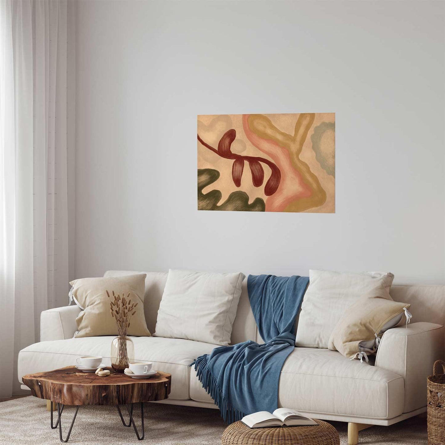 Poster - Colorful Shapes - worn figures in lime wash technique