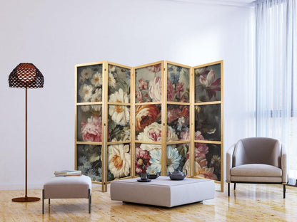 Japanischer Paravent - Scent of Nature - Beautiful Garden Flowers in Pastel Colors