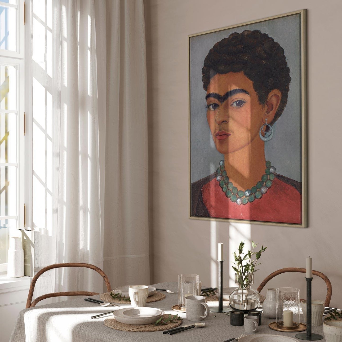 Leinwandbild - Frida Kahlo – Self-Portrait with Curly Hair
