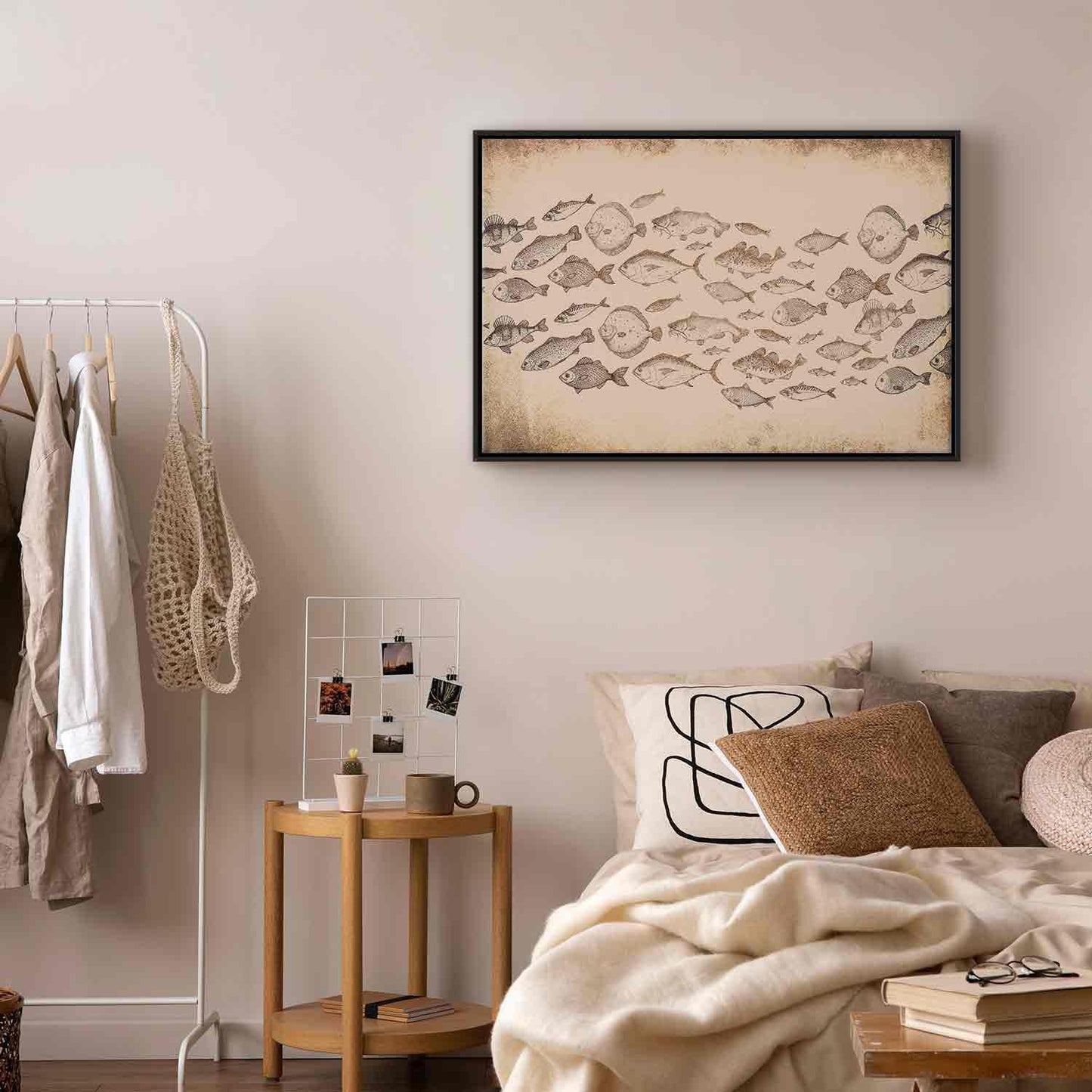 Leinwandbild Fische Japandi-Stil – Minimalistische Wandkunst