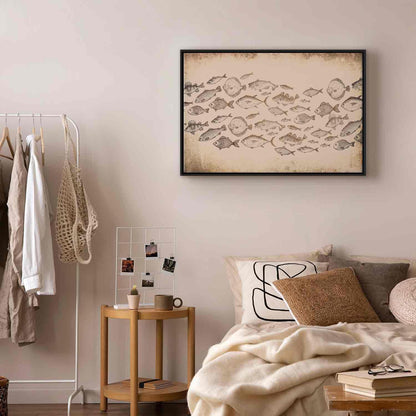 Leinwandbild Fische Japandi-Stil – Minimalistische Wandkunst