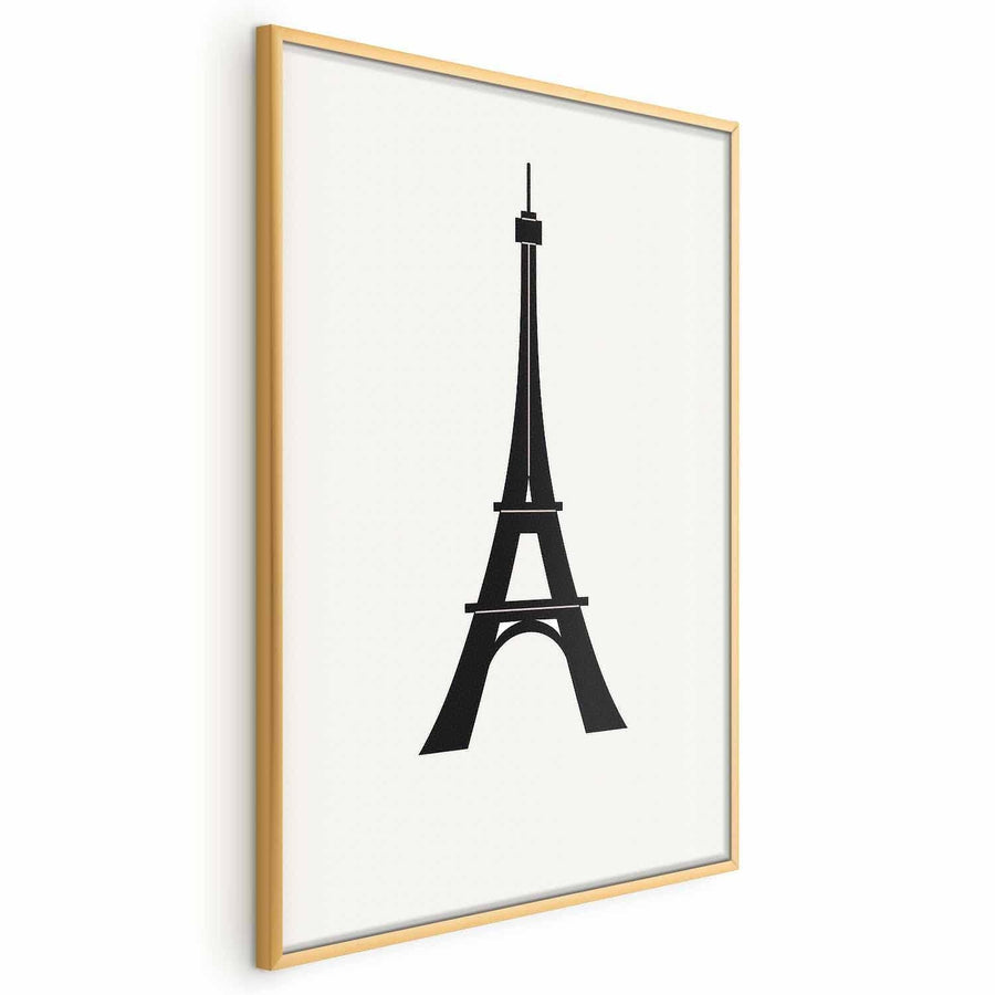Poster - Eiffel Tower Simple Black-and-White Graphic Artgeist
