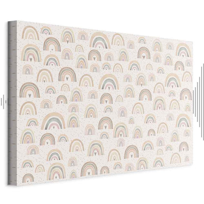Leinwandbild - Spring - Pastel Rainbows with Hearts on a Rainy Day