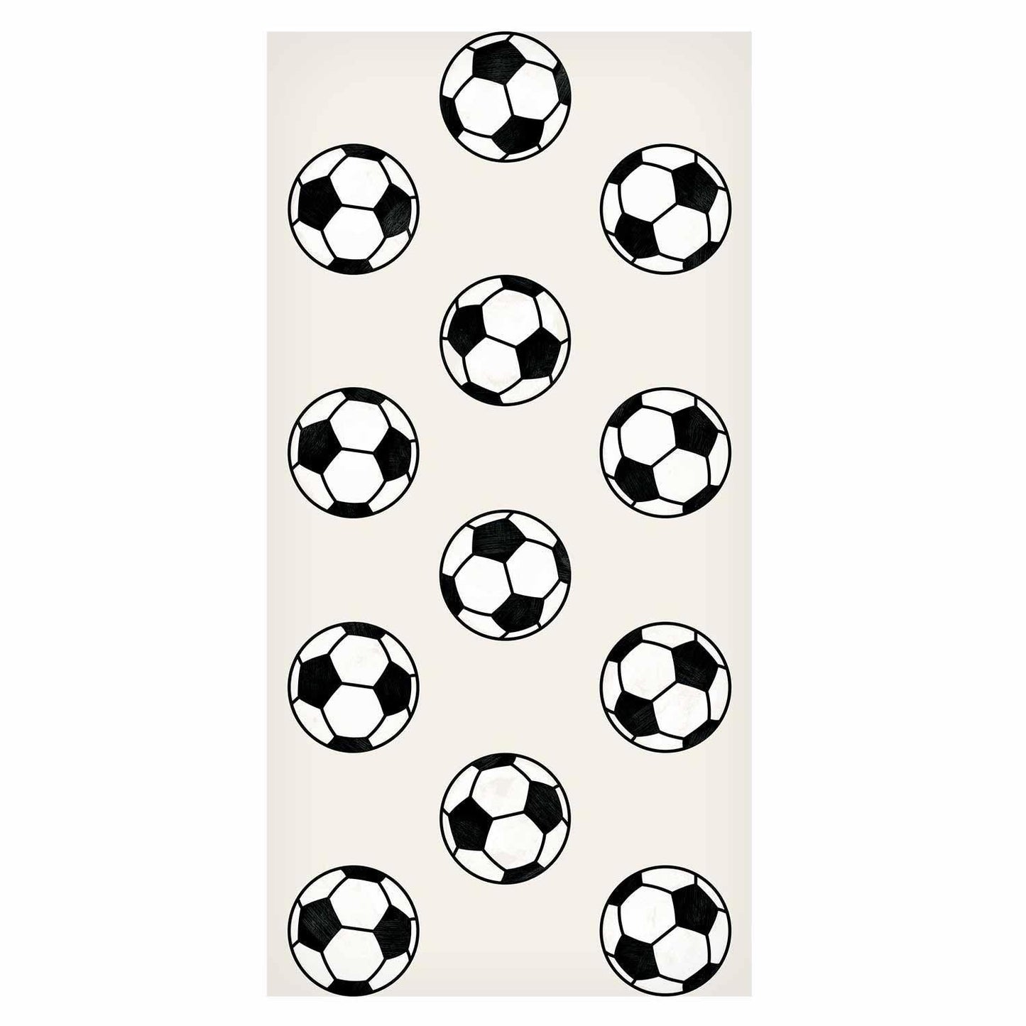 Tapete - Soccer - Symmetrical black-and-white soccer balls on a beige background