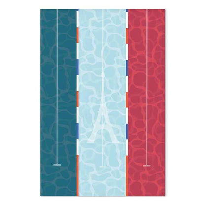 Leinwandbild - Graphic Illustration of a Swimming Pool Against the Backdrop of the French Flag