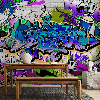 Fototapete - Graffiti: violet theme Artgeist
