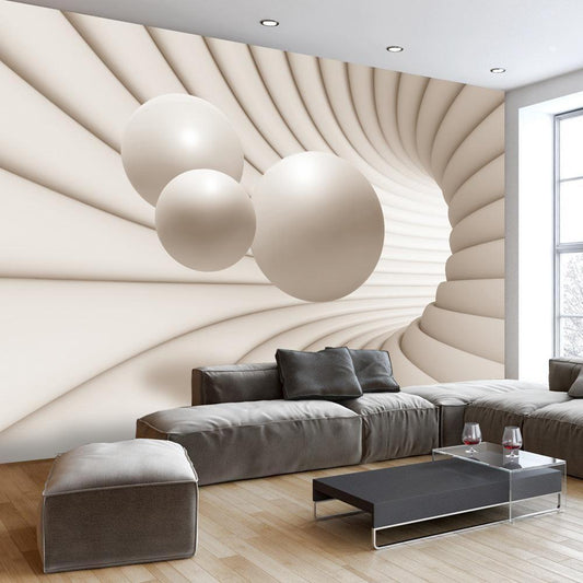 Fototapete 3D Tunnel Kugeln - Moderne Perspektive mit geometrischem Tiefeneffekt