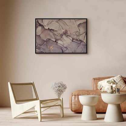 Leinwandbild - Watercolour abstraction - powder pink marble with gold accents