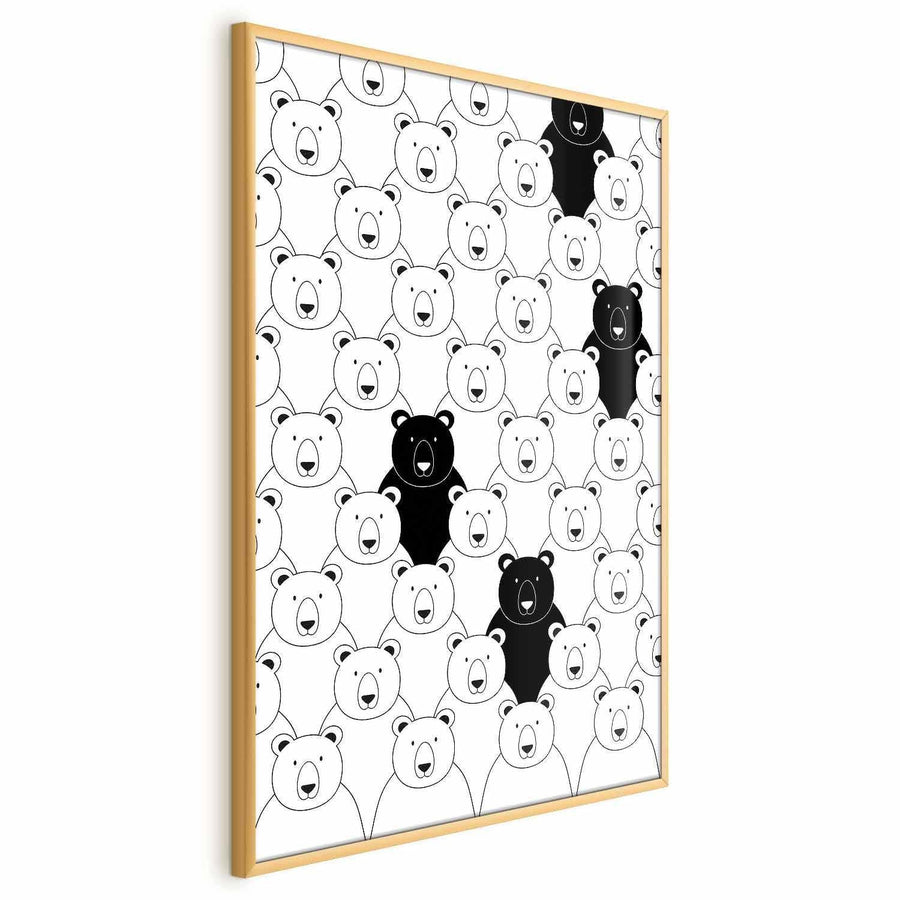 Poster with a pattern of white and black bears, 