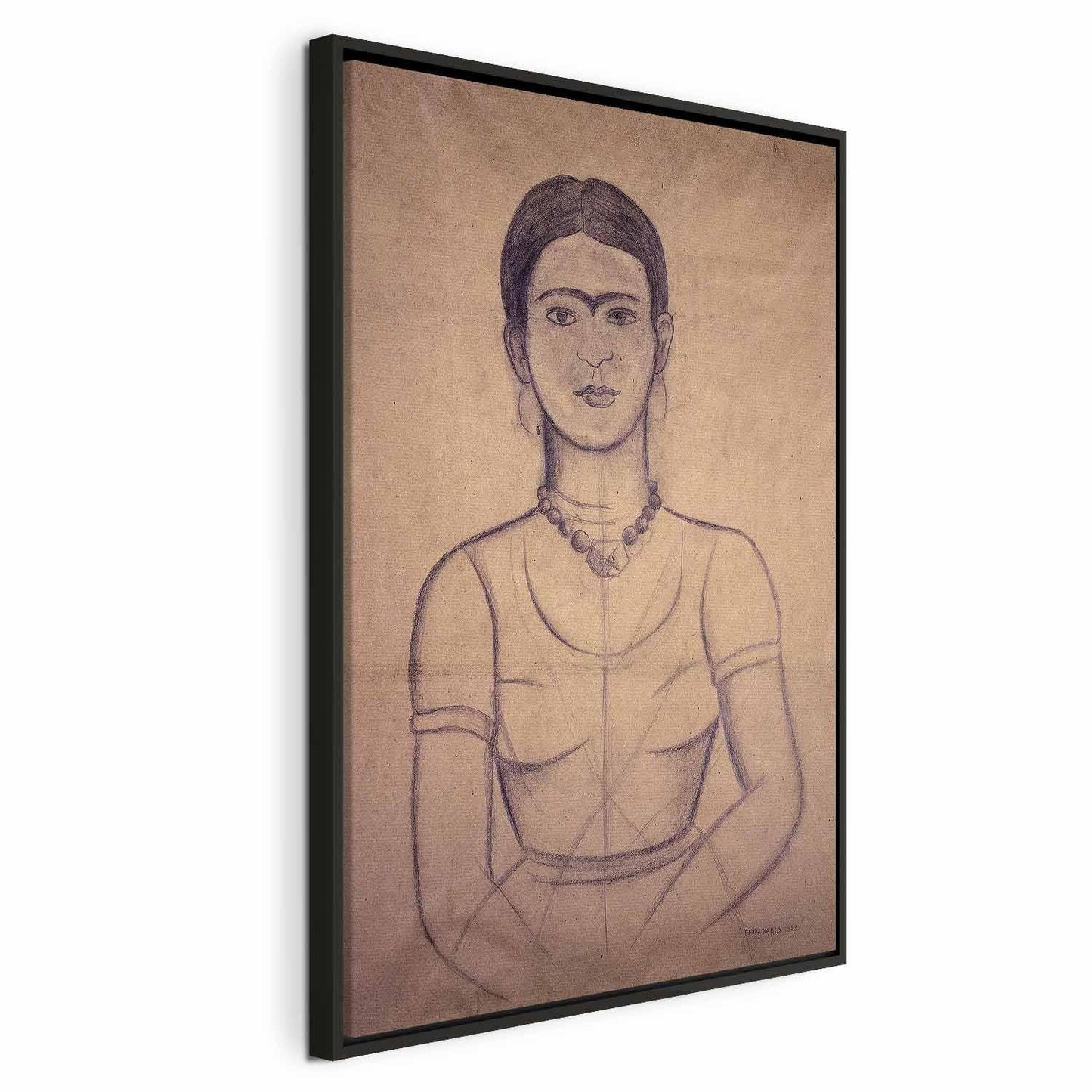 Leinwandbild - Frida Kahlo – Self-Portrait, 1929 (charcoal drawing)