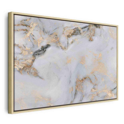 Leinwandbild - White stone – elegant marble with golden reflections