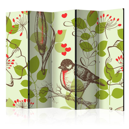 Paravent - Bird and lilies vintage pattern II Artgeist