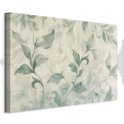 Leinwandbild - Watercolor Botanical Motif Delicate Green-Beige Leaves