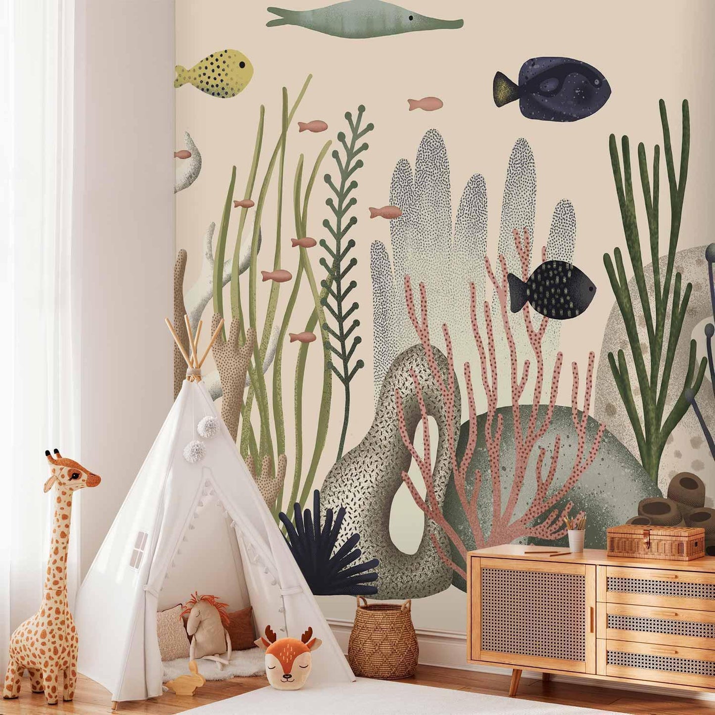 Fototapete - Underwater World - Fish and Corals in Pastel Colours