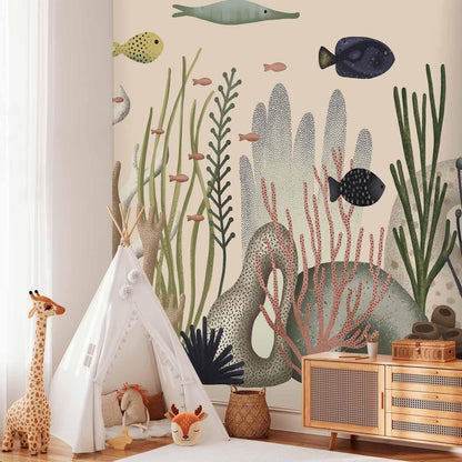 Fototapete - Underwater World - Fish and Corals in Pastel Colours