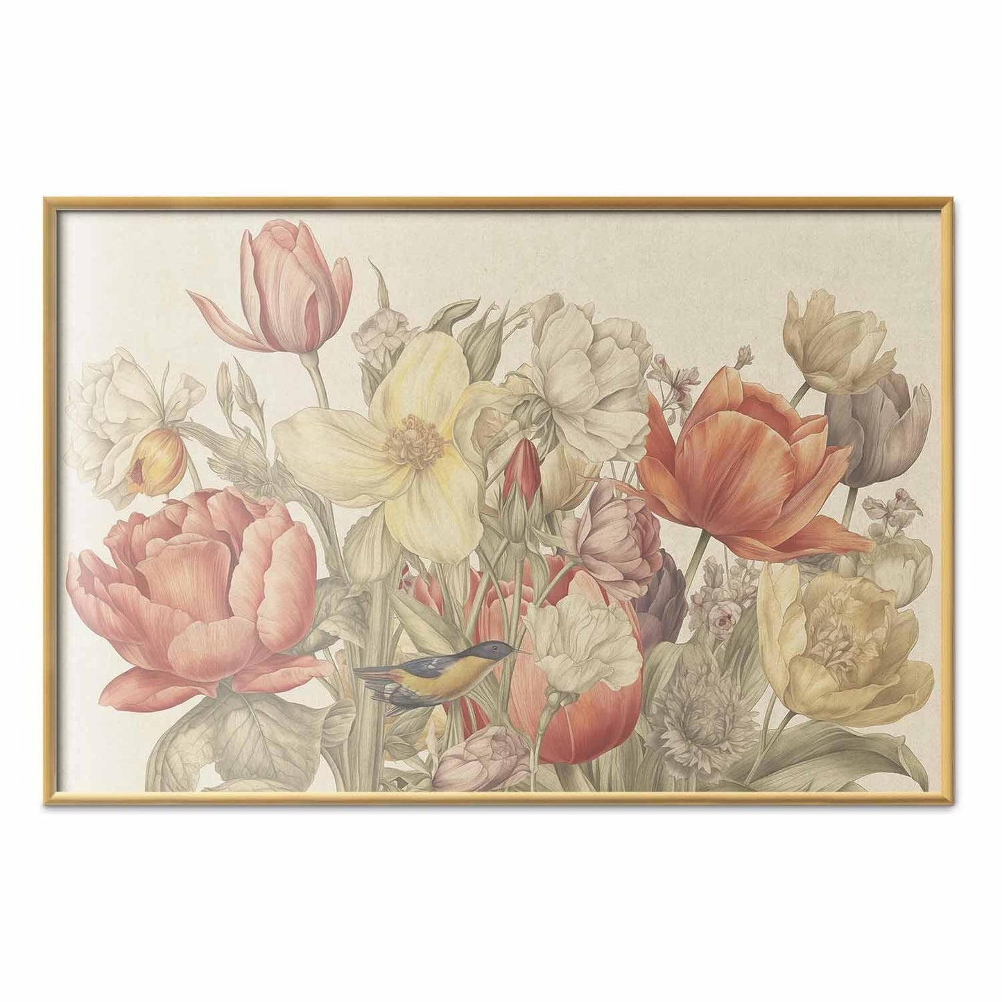 Poster - Flower Bouquet on a Cream Background