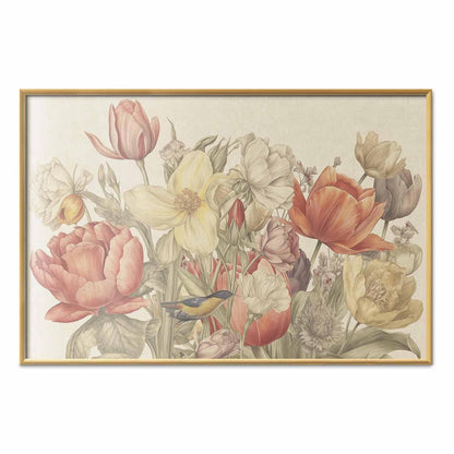 Poster - Flower Bouquet on a Cream Background