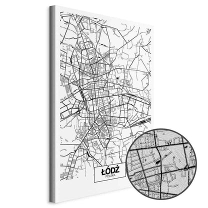 Leinwandbild - City Plan: Lodz (1 Part) Vertical