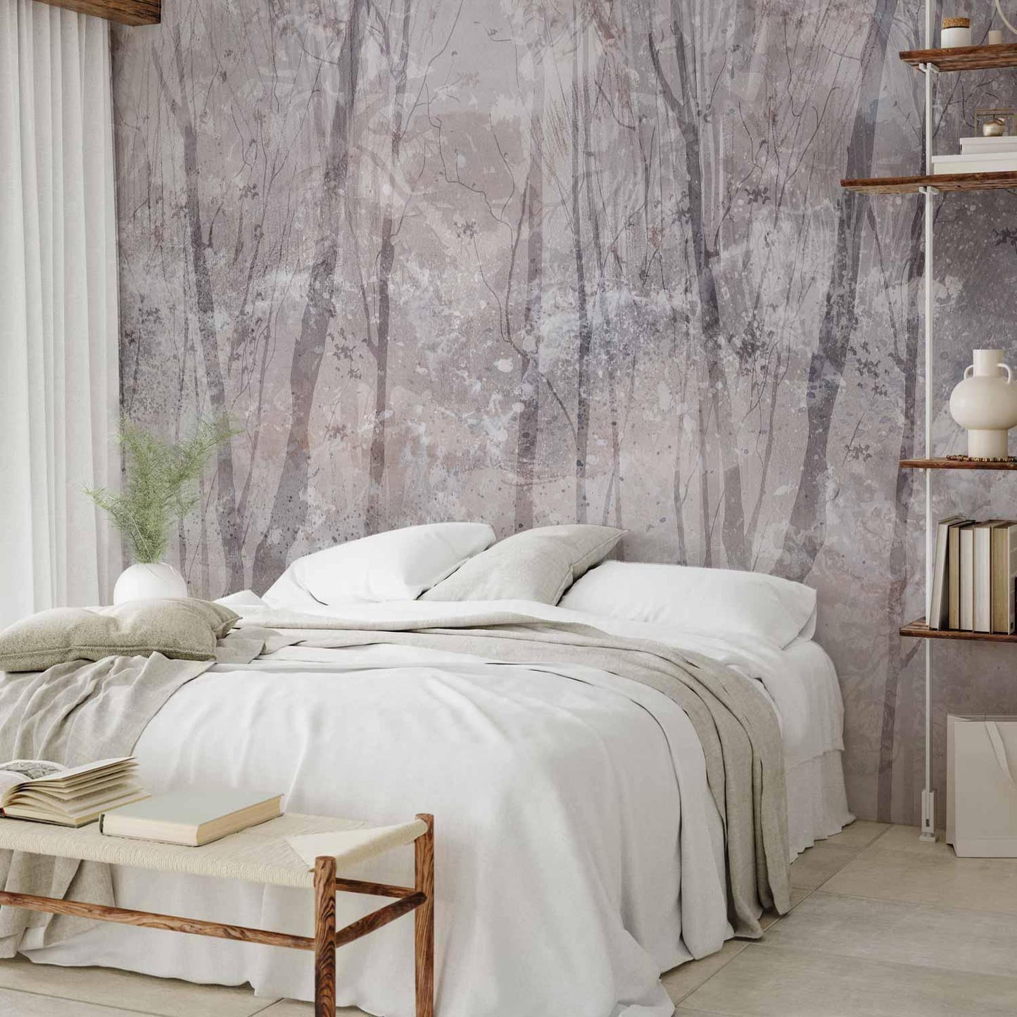 Fototapete - Eternal forest - landscape with winter landscape in cool colours