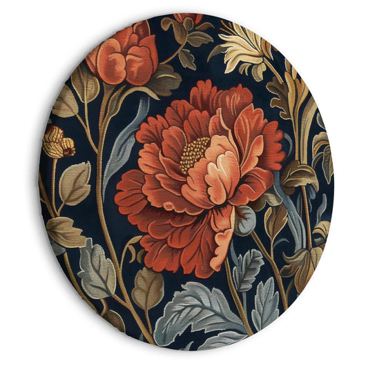 Rundes Bild - Tapestry Large Flowers Retro Floral Motif in Kilim Style Artgeist