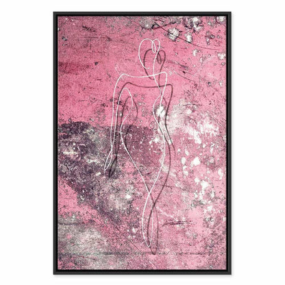 Leinwandbild - Figure on Pink Background (1-part) - Female Silhouette in Marble