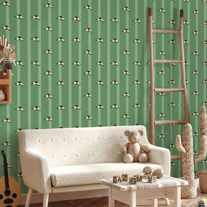 Tapete - Sports Whistles - Repeating pattern on a striped green background