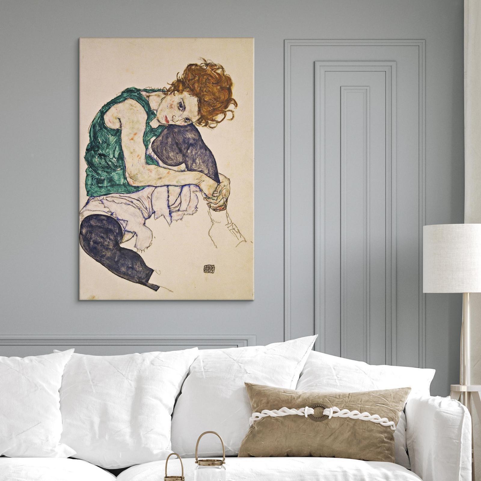 Leinwandbild - Seated Woman with Legs Drawn Up Artgeist