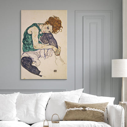 Leinwandbild - Seated Woman with Legs Drawn Up Artgeist