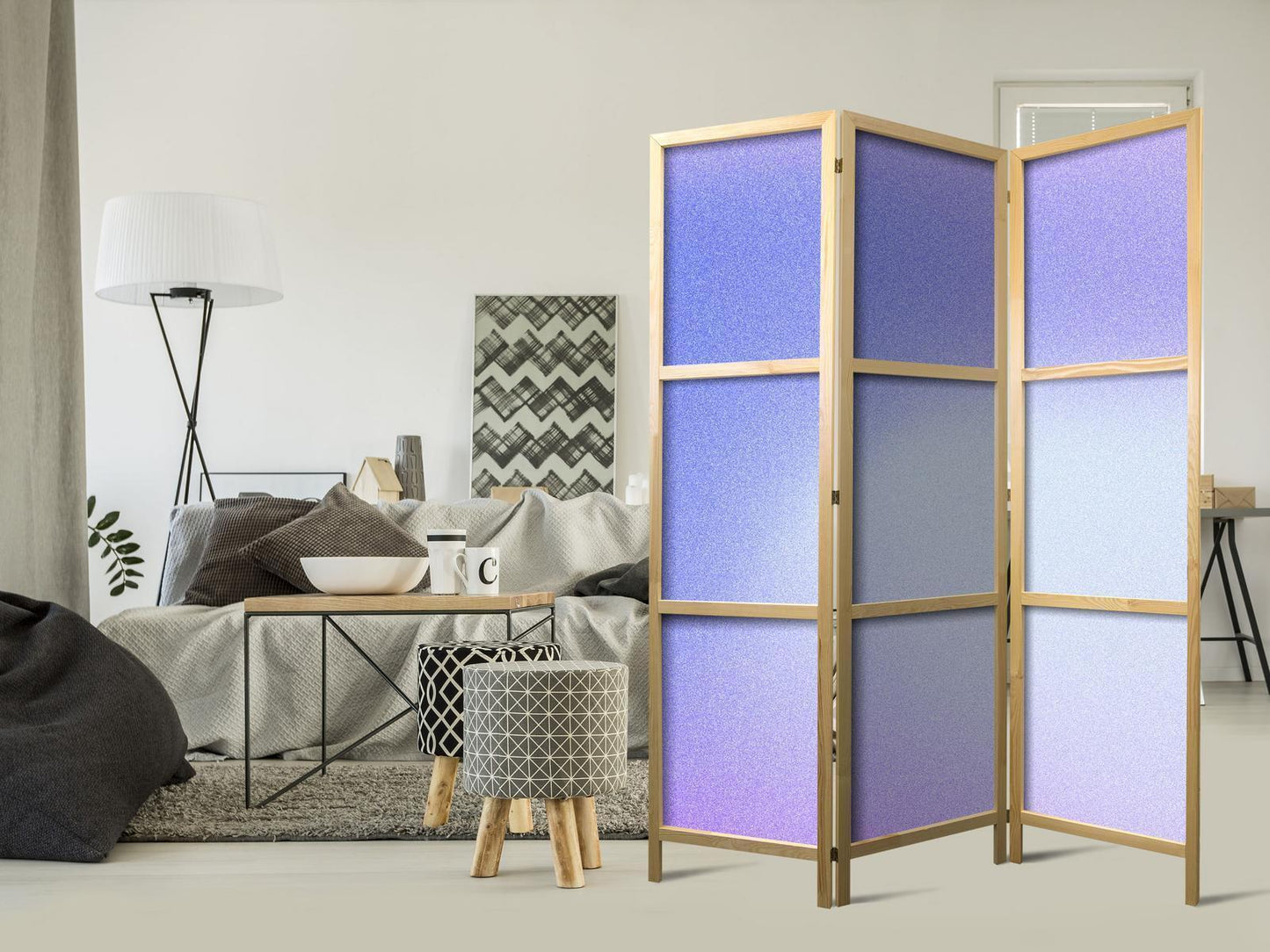 Japanischer Paravent - Heather Mist - Delicate Gradient Composed of Various Shades of Violet