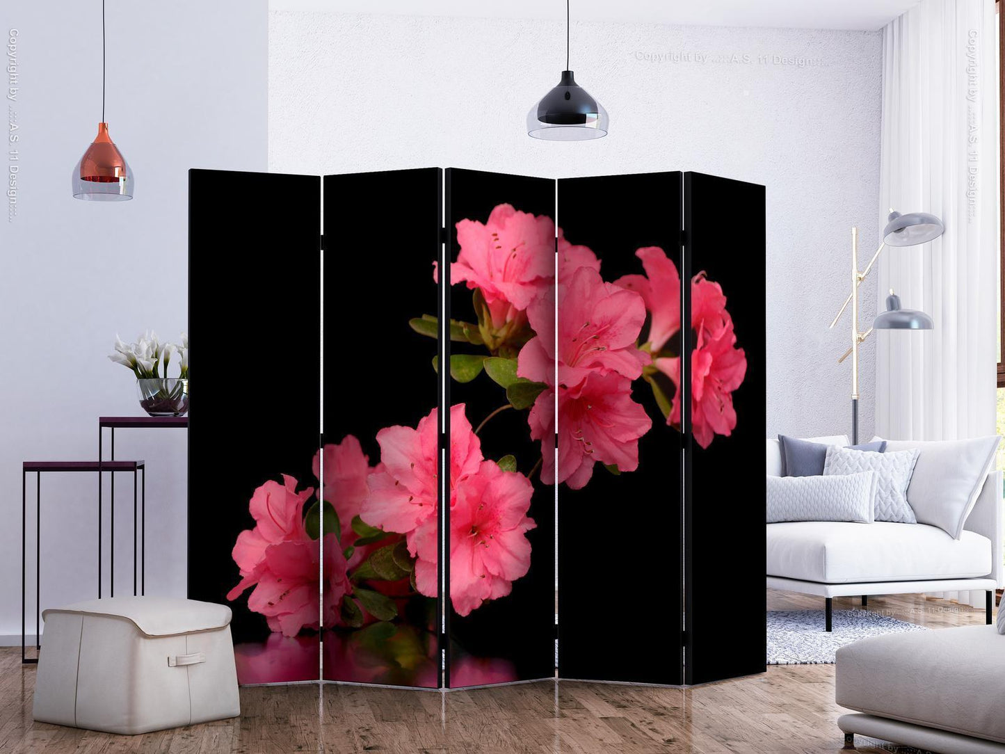 Paravent - Azalea in Black II Artgeist
