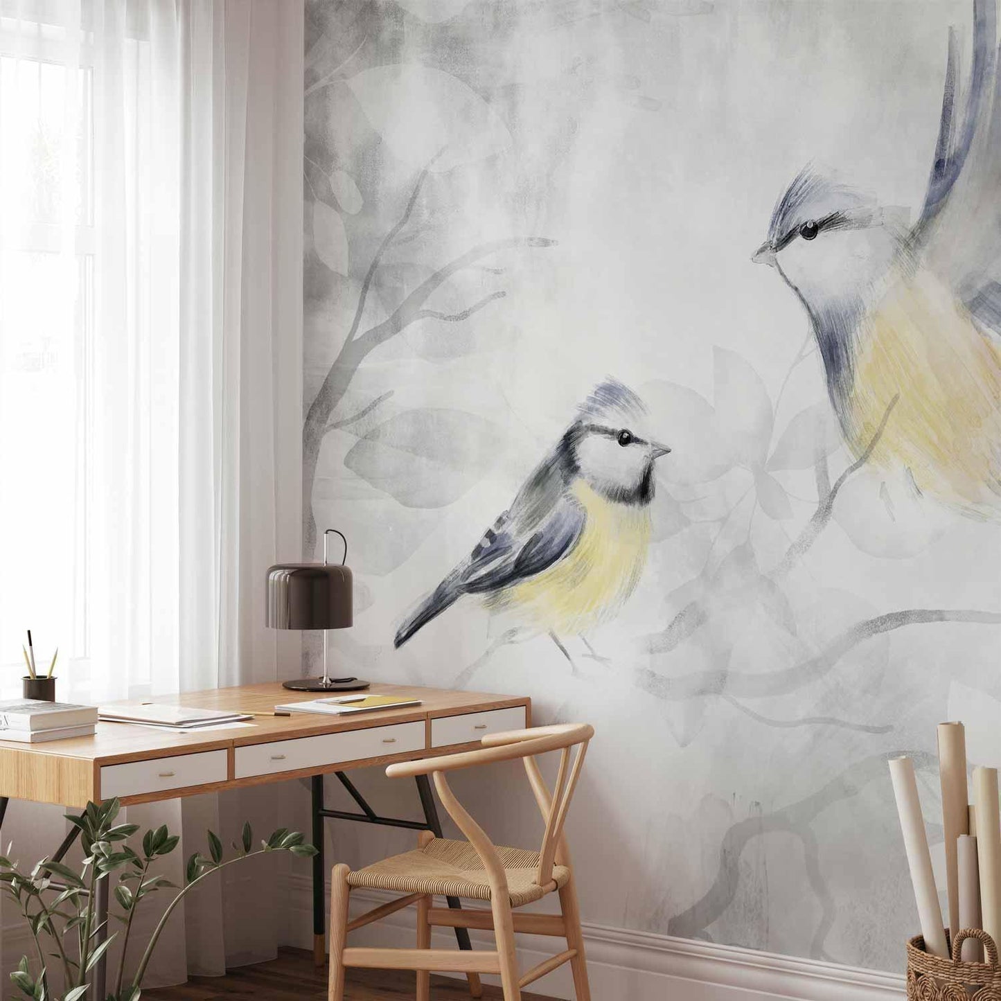 Fototapete - Watercolor Tit - Second Variant