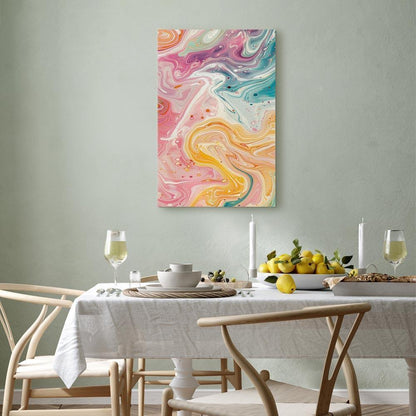 Leinwandbild - Colorful Chaos - Dynamic Shapes in Shades of Pink Yellow and Blue