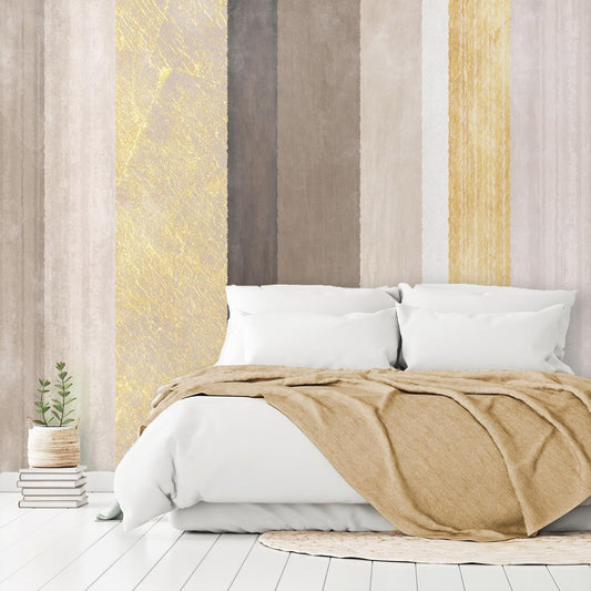 Fototapete - Striped pattern - abstract background in various stripes with gold pattern Artgeist