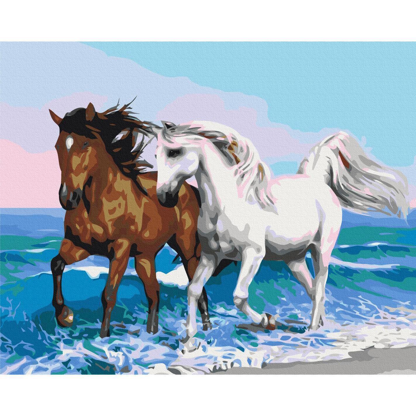 Malen nach Zahlen - Horses at the Seaside