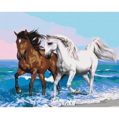 Malen nach Zahlen - Horses at the Seaside