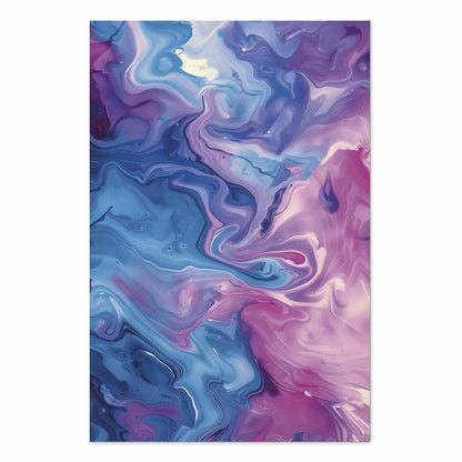 Poster - Night Flows - abstract waves in shades of blue and purple