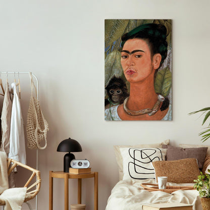 Leinwandbild - Frida Kahlo – Self-Portrait with Monkey