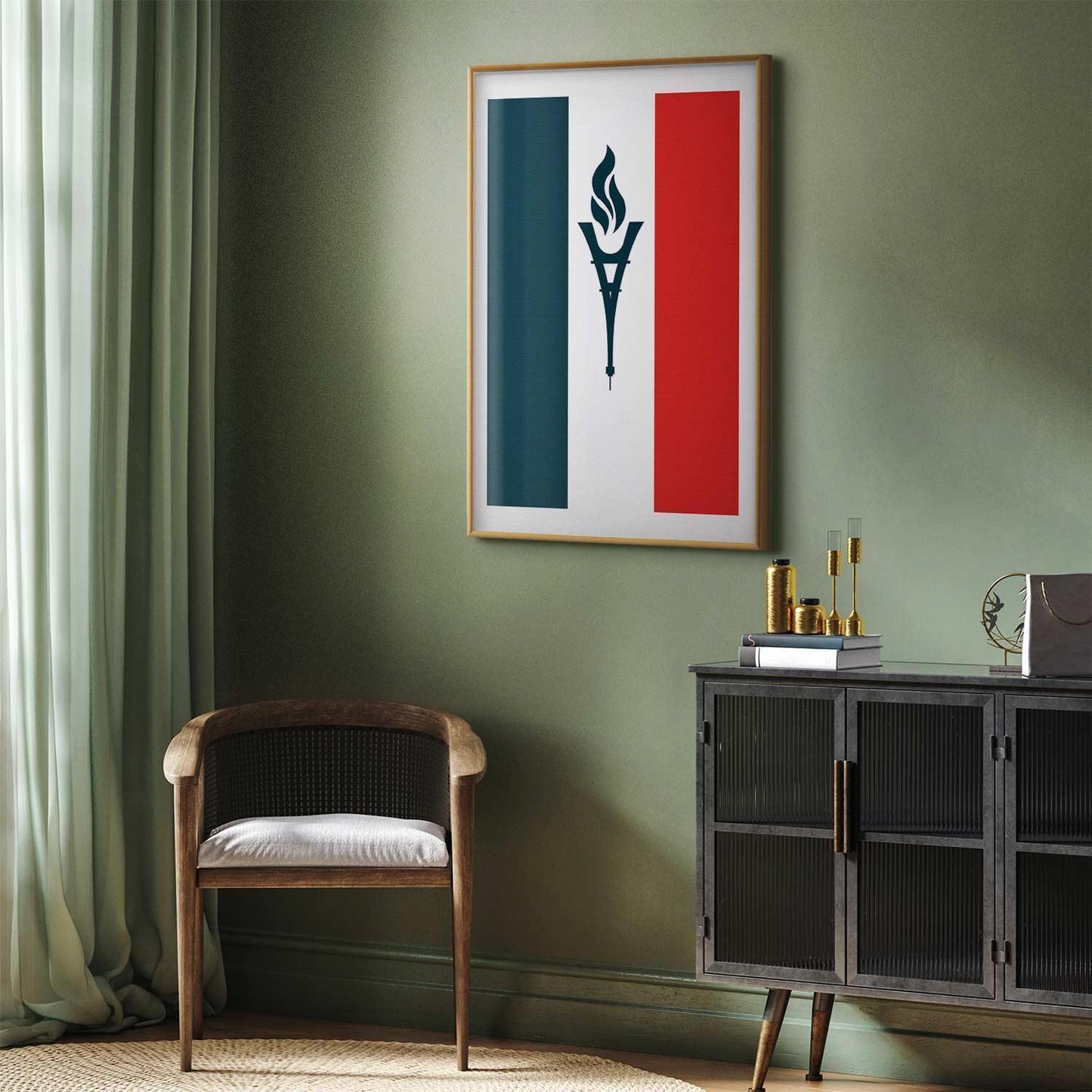 Poster - French Flag with a Torch