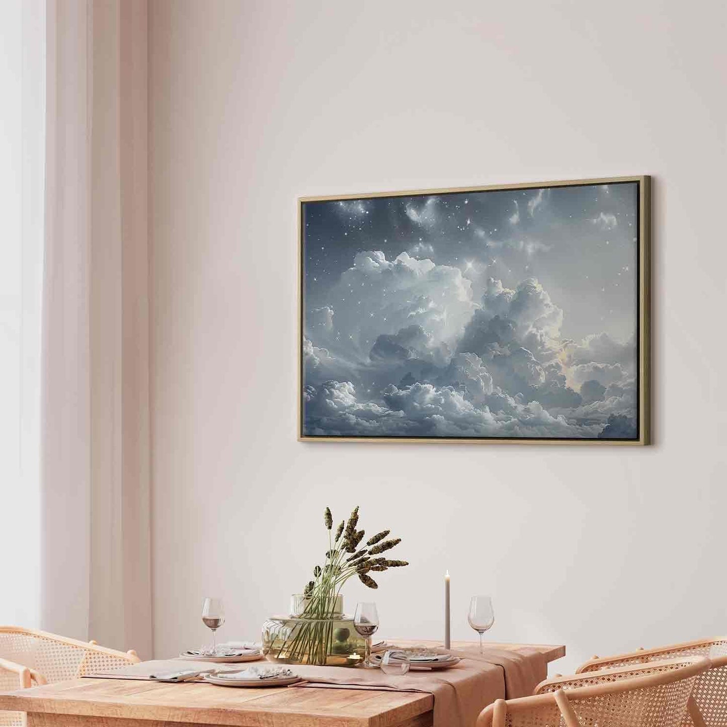 Leinwandbild - Astral Calm: Stars Scattered Over Delicate Clouds Artgeist
